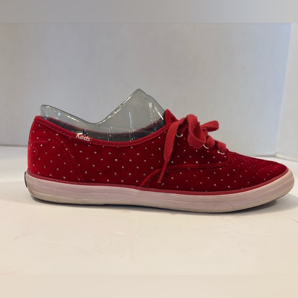 Keds Taylor Swift red velvet rhinestone accented tour sneakers size 8.5 - Picture 3 of 13